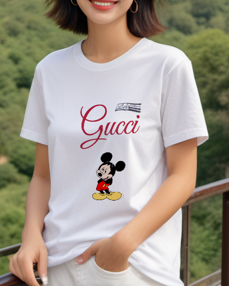 White Hands Clasped Standing Mouse Graphic T-Shirt - styled view 5