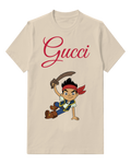 Ivory Pirate Boy Holding Curved Sword Graphic T-Shirt - front product view