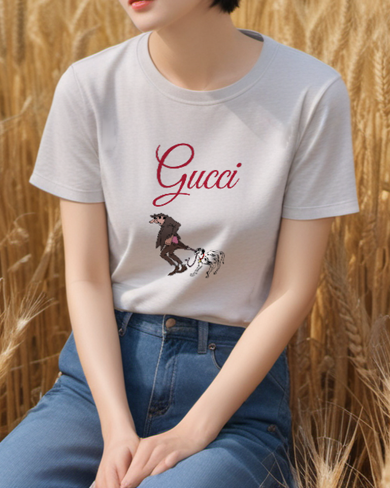 Light Gray Dalmatian Coat Pull Graphic T-Shirt - styled view 3