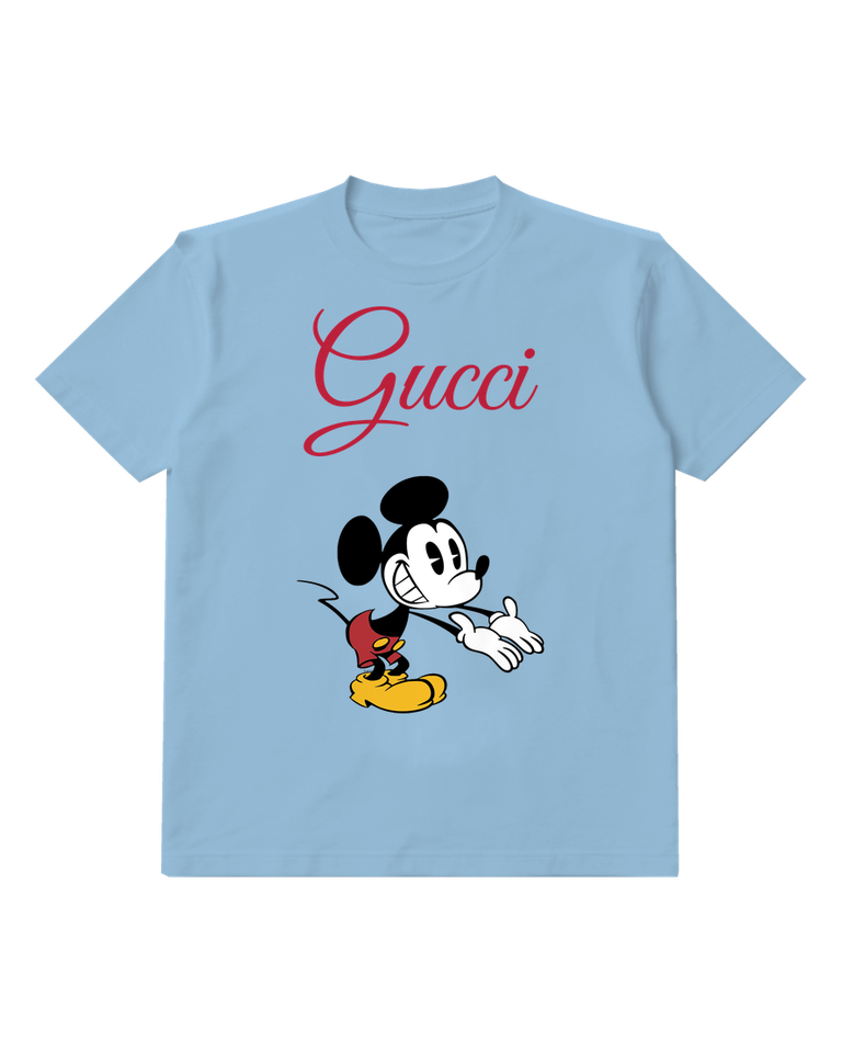 Sky Blue Mouse Forward Gesture Graphic T-Shirt - front product view