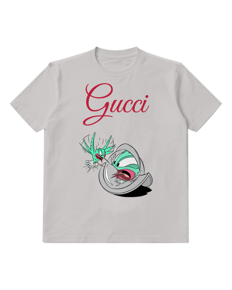 Light Gray Green Bird Startled By Helmet Mirror Graphic T-Shirt - front product view