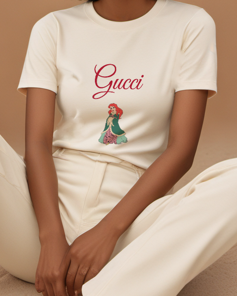 Ivory Ariel In Winter Cloak Graphic T-Shirt - model wearing view