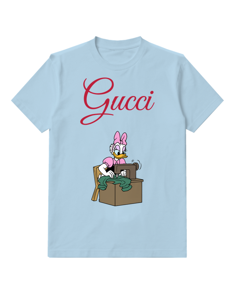 Sky Blue Sewing Machine Duck Graphic T-Shirt - front product view