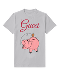 Light Gray Pink Pig And Floating Coin Graphic T-Shirt - front product view