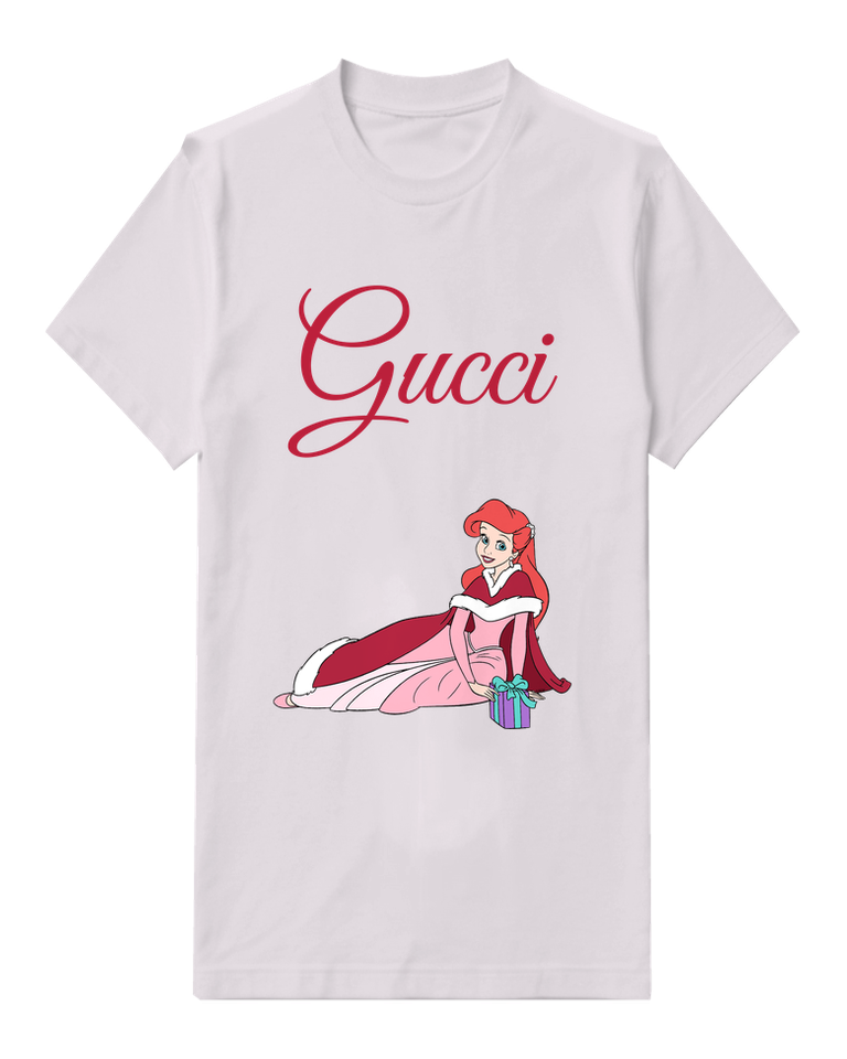 Light Gray Ariel Reclines Holding Gift Graphic T-Shirt - front product view