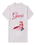 Light Gray Ariel Reclines Holding Gift Graphic T-Shirt - front product view