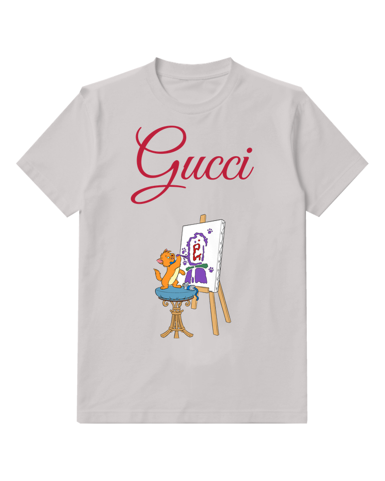 Light Gray Dog Artist Easel Graphic T-Shirt - front product view