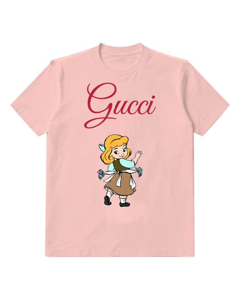 Blush Pink Cinderella Waving With Birds Graphic T-Shirt - front product view