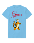 Sky Blue Tiger Walking Raised Paw Graphic T-Shirt - front product view