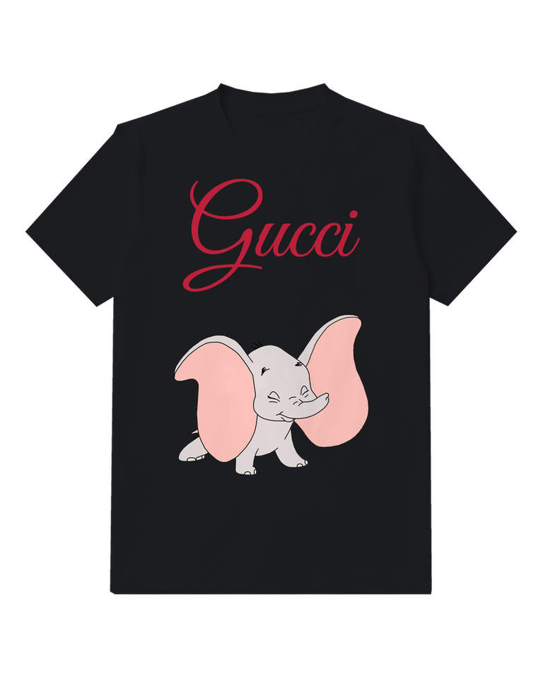 Black Pink Eared Baby Elephant Graphic T-Shirt - front product view