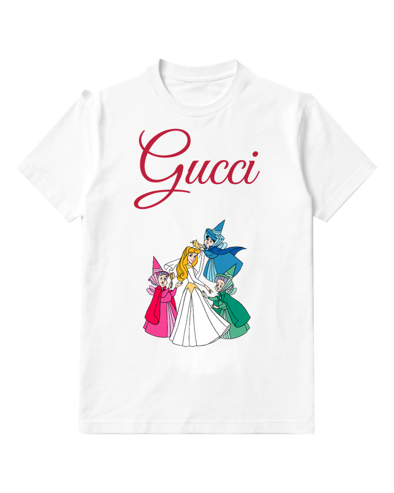 White Princess Aurora With Three Fairies Graphic T-Shirt - front product view