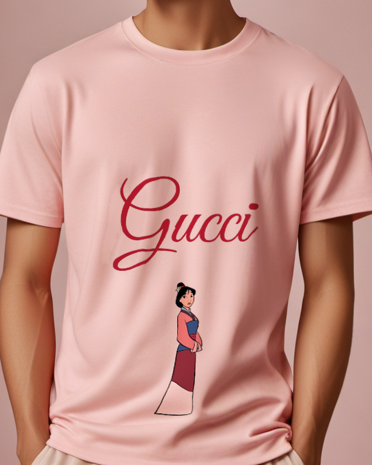 Blush Pink Mulan In Traditional Dress Graphic T-Shirt - model wearing view