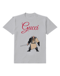 Light Gray Long Haired Warrior Sword Stance Graphic T-Shirt - front product view