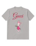 Gray Piglet White Flower Bouquet Graphic T-Shirt - front product view