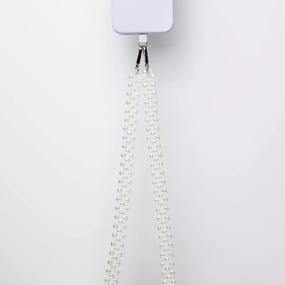 Double Strand Faux Pearl Crossbody Phone Strap