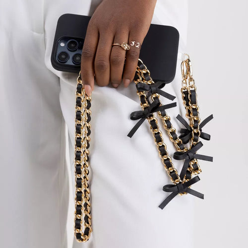 Bow Decor Metal Chain Crossbody Phone Strap