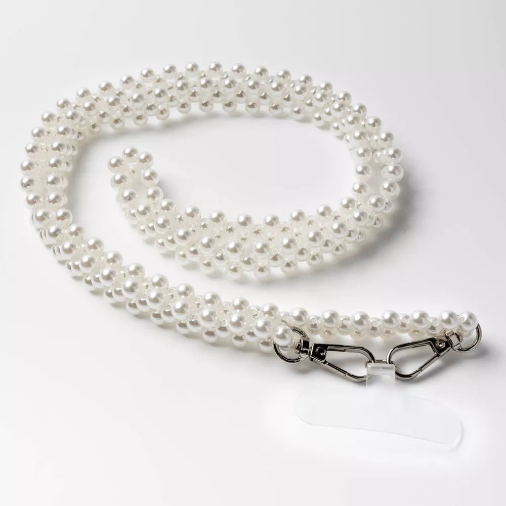 Double Strand Faux Pearl Crossbody Phone Strap