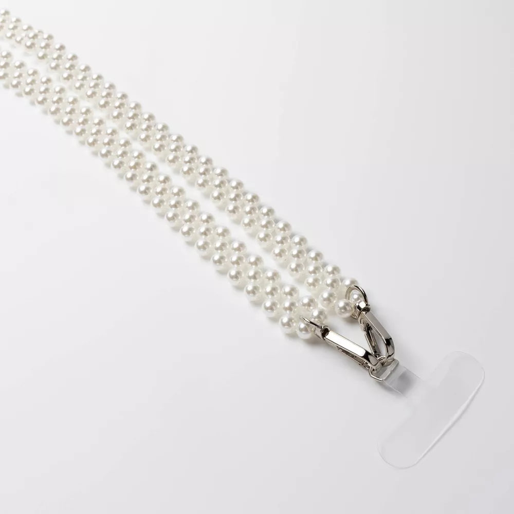 Double Strand Faux Pearl Crossbody Phone Strap