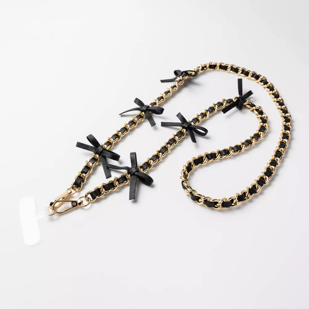 Bow Decor Metal Chain Crossbody Phone Strap