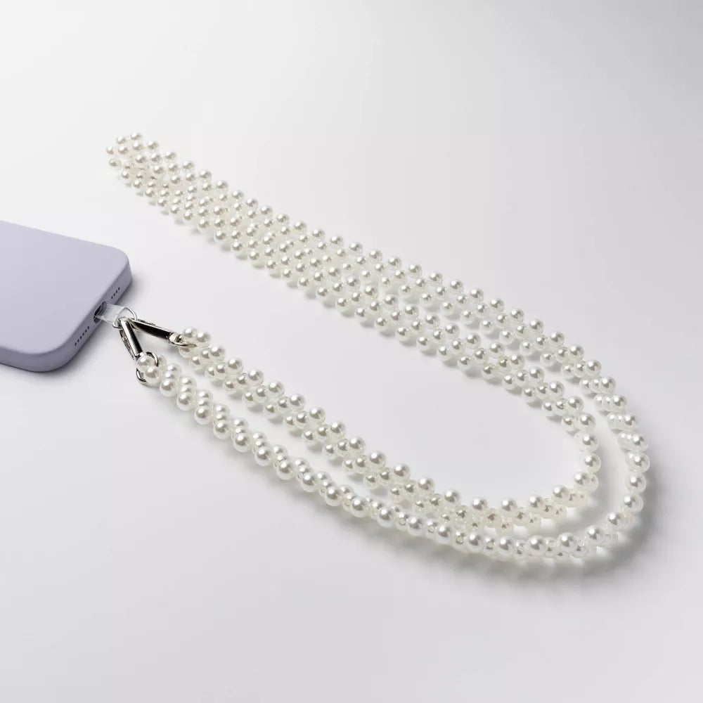 Double Strand Faux Pearl Crossbody Phone Strap