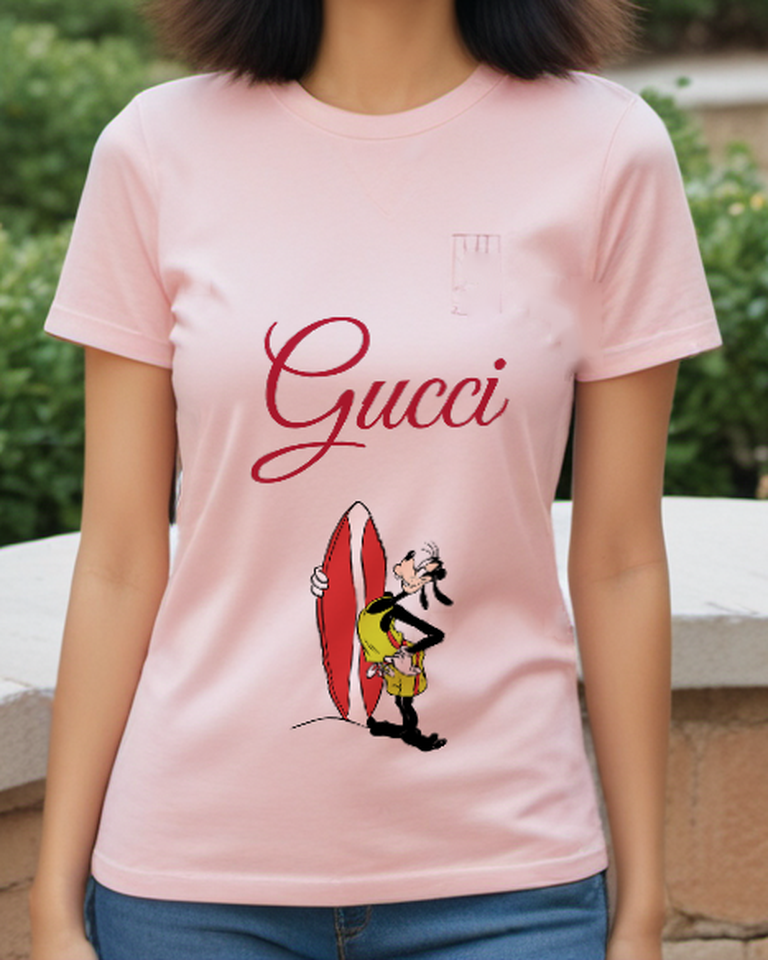 Blush Pink Surfboard Long Eared Dog Graphic T-Shirt - styled view 4