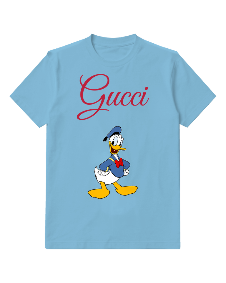 Sky Blue Donald Duck Standing Confidently Graphic T-Shirt - front product view