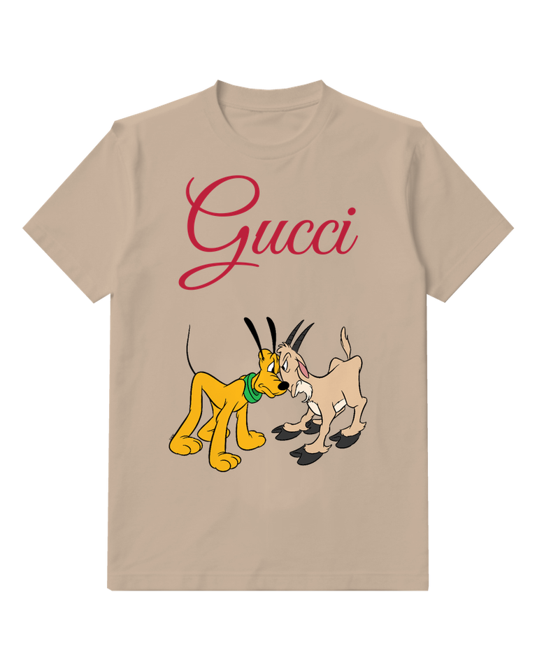Beige Yellow Dog Gray Puppy Friend Graphic T-Shirt - front product view
