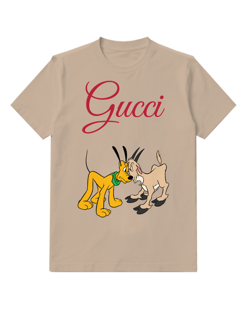 Beige Yellow Dog Gray Puppy Friend Graphic T-Shirt - front product view
