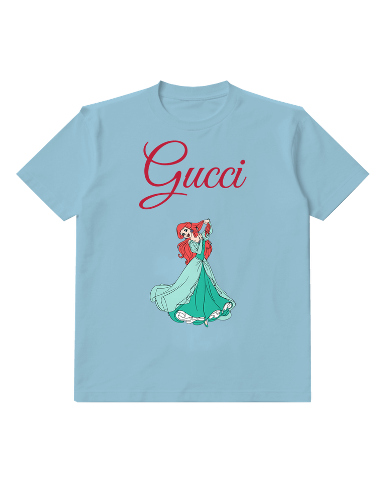 Sky Blue Red Haired Princess In Flowing Gown Graphic T-Shirt - front product view