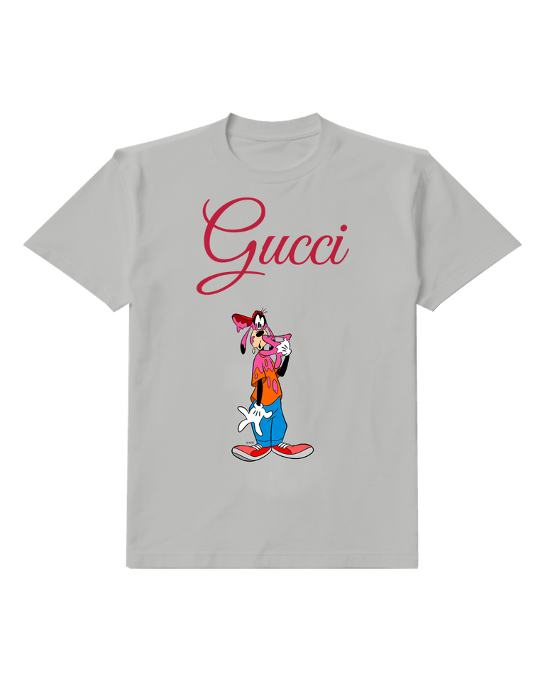 Light Gray Tall Dog Pink Hat Graphic T-Shirt - front product view