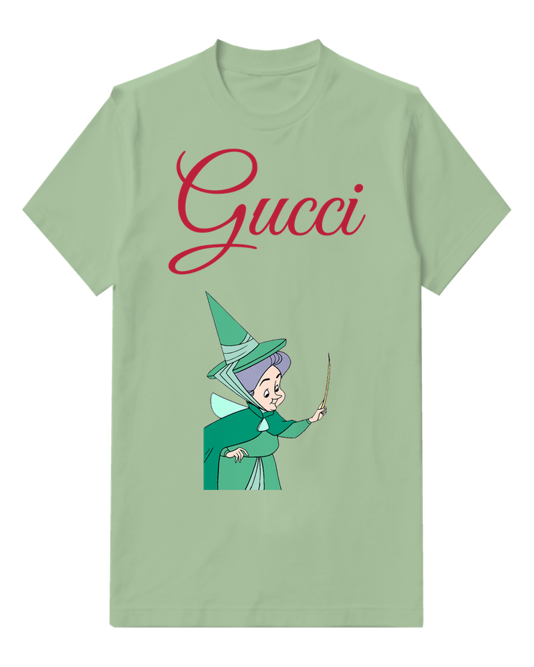 Sage Green Witch In Green Robe Holds Wand Graphic T-Shirt - front product view