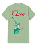 Sage Green Witch In Green Robe Holds Wand Graphic T-Shirt - front product view
