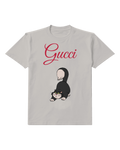 Light Gray Black Cat In Crouching Stance Graphic T-Shirt - front product view