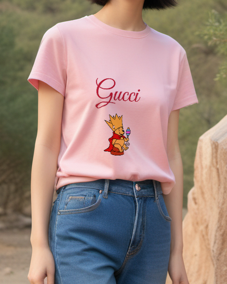 Blush Pink Crowned King Bear Graphic T-Shirt - styled view 1