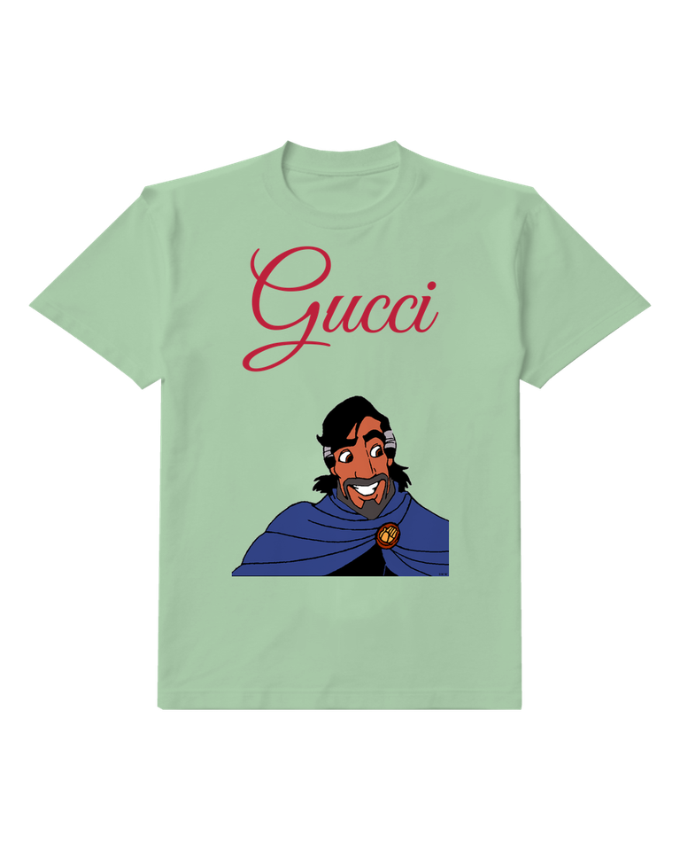 Sage Green Dark Haired Man Blue Cape Graphic T-Shirt - front product view