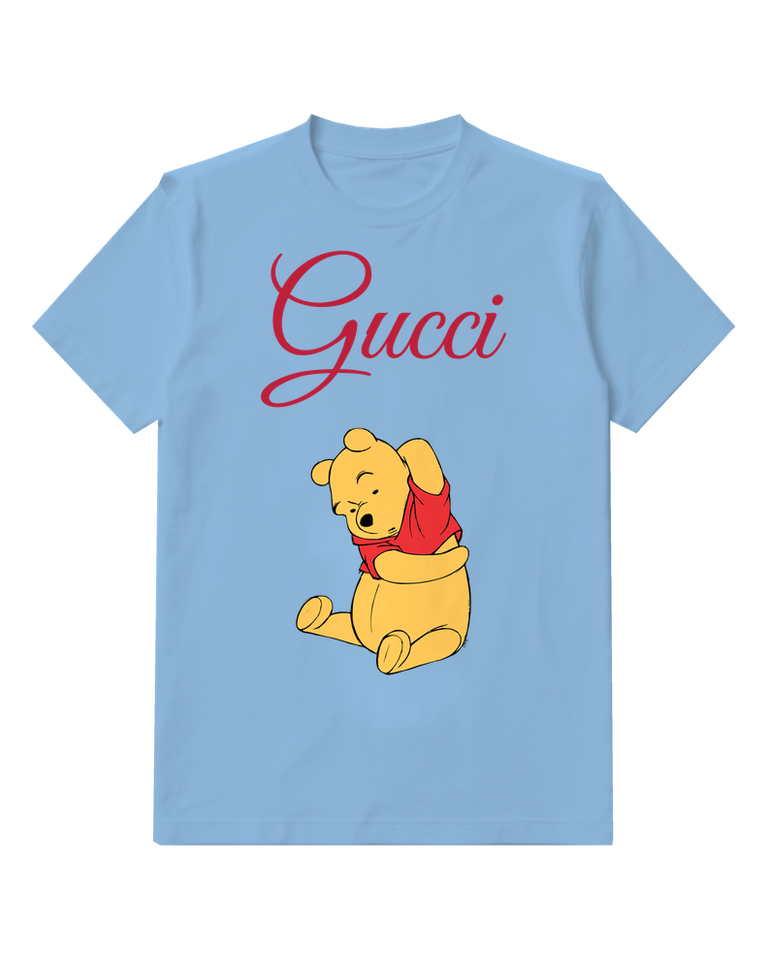 Sky Blue Bear Thoughtful Paw Graphic T-Shirt - front product view