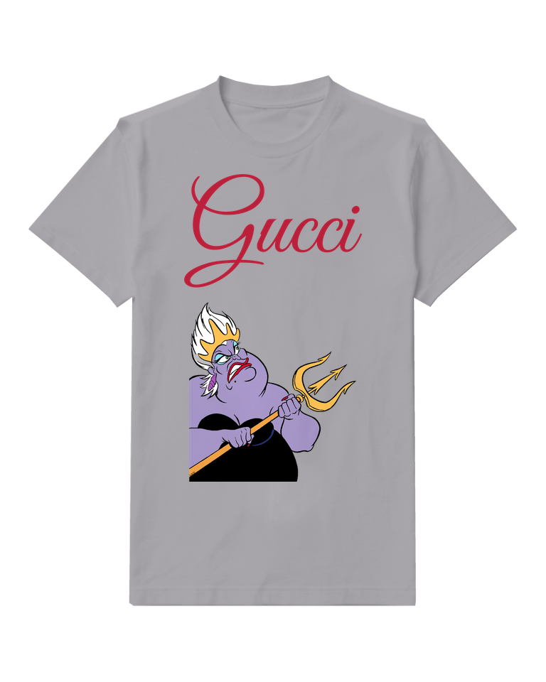 Gray Ursula Angry Holding Trident Graphic T-Shirt - front product view
