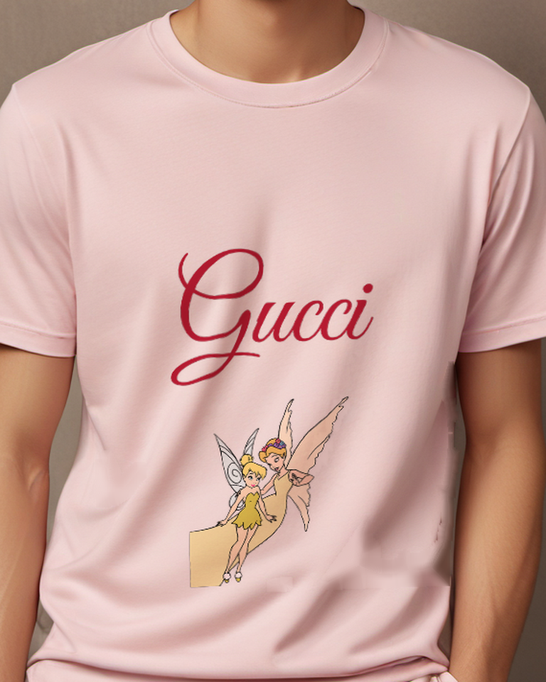 Blush Pink Tinker Bell Flying With Companion Graphic T-Shirt - model wearing view
