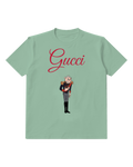 Sage Green Old Man In Military Uniform Bowing Graphic T-Shirt - front product view