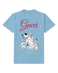 Sky Blue Spotted Dog Family Graphic T-Shirt - front product view