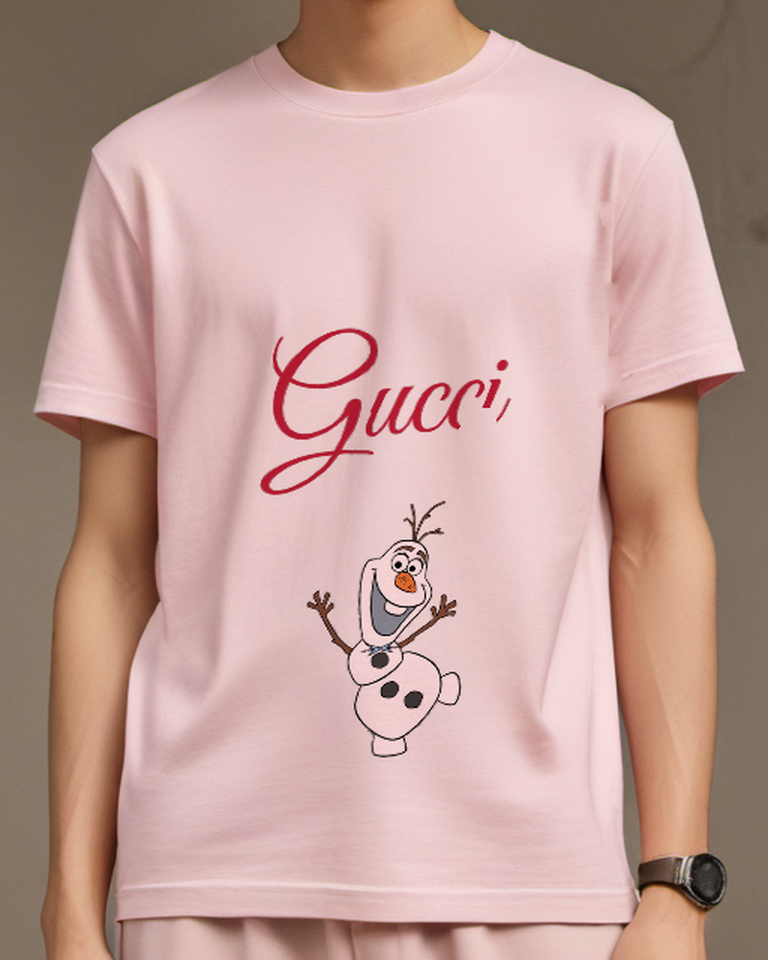 Blush Pink Olaf Joyful Snowman Dancing Graphic T-Shirt - model wearing view