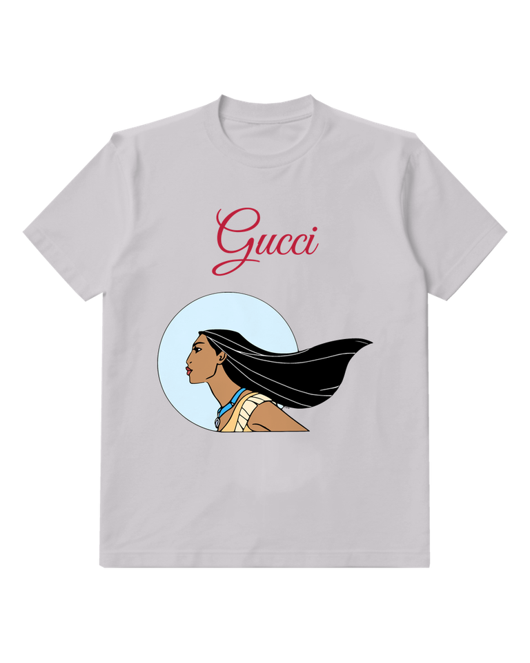 Light Gray Pocahontas In Profile View Graphic T-Shirt - front product view