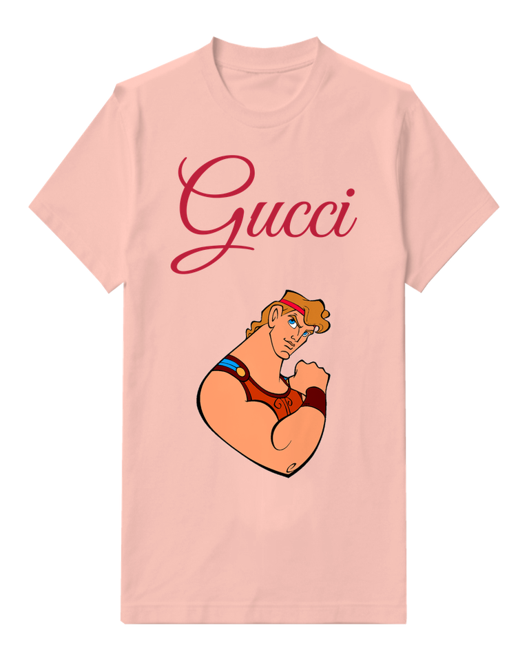 Blush Pink Hercules Flexing Muscular Arm Graphic T-Shirt - front product view