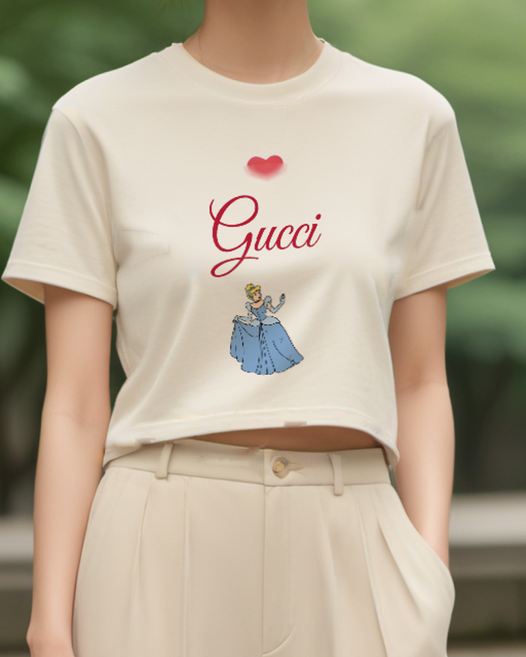 Ivory Cinderella In Blue Gown Waving Hand Graphic T-Shirt - model wearing view