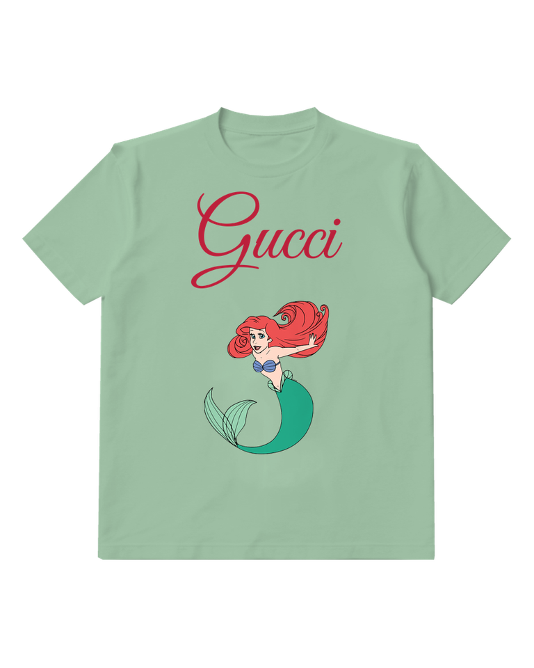 Sage Green Red Haired Mermaid Swimming Forward Graphic T-Shirt - front product view