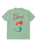 Sage Green Red Haired Mermaid Swimming Forward Graphic T-Shirt - front product view