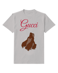 Light Gray Gorilla Sitting Upright Brown Fur Smiling Graphic T-Shirt - front product view