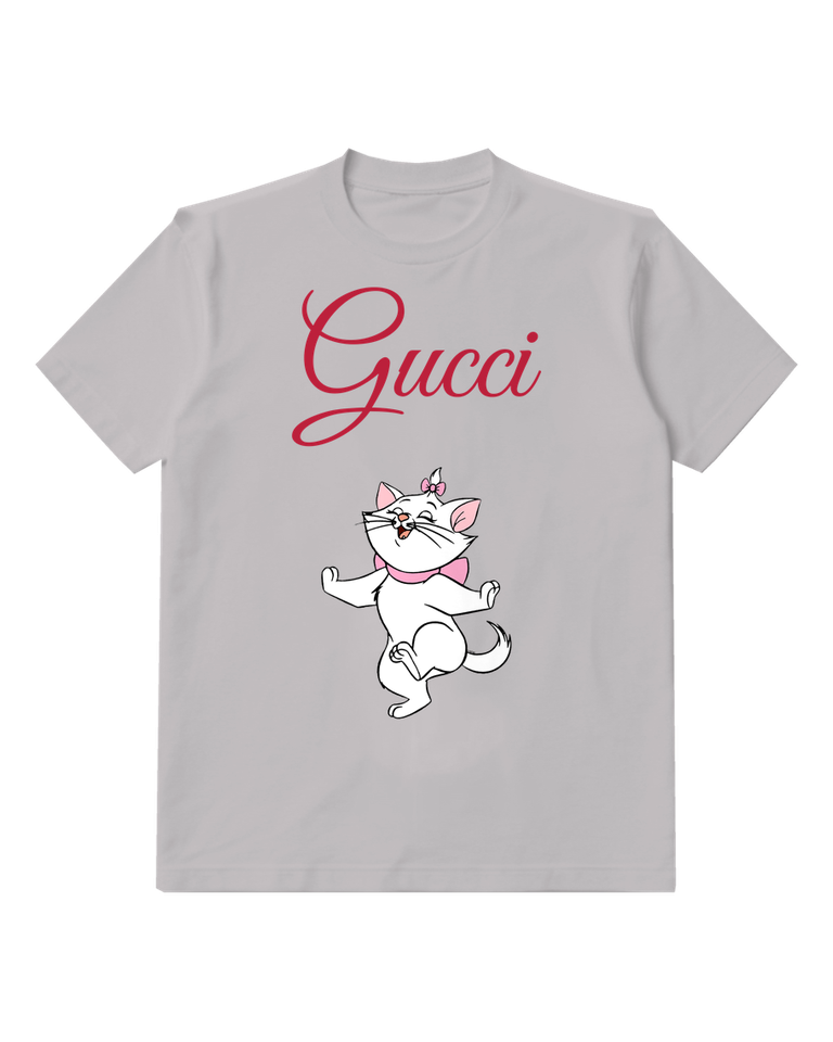 Light Gray White Kitten Dance Graphic T-Shirt - front product view