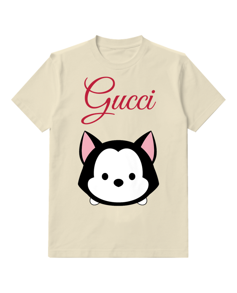 Ivory Rounded Black Cat Face Graphic T-Shirt - front product view