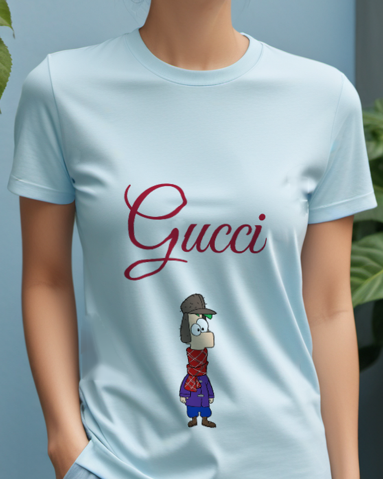 Sky Blue Ferb In Winter Outfit Standing Graphic T-Shirt - model wearing view